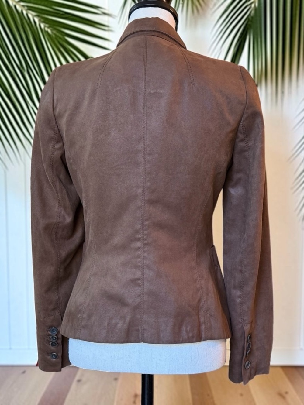 ZARA BASIC Brown Faux Suede Blazer Jacket Size Small - Picture 3 of 12